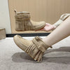Fringe Round Toe Boots - Khaki