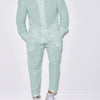 Men's Button Up Long Sleeve Top and Pants Set - Gum Leaf