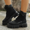Lace Up Platform Boots - Black