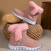 Round Toe Platform Buckle Boots - Pink