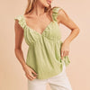 Aemi + Co Sweetheart Neck Ruffled Strap Top - Yellow-Green