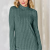 Basic Bae Full Size Ribbed Mock Neck Long Sleeve T-Shirt - Turquoise