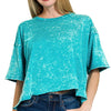 Zenana Acid Crinkle-Washed Oversized T-Shirt - LT TEAL