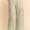 Davi & Dani Lace Patchwork Bottom Opening Adjustable Pants - SAGE