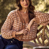 SO ME Soft Chenille Yarn Textur Button Sweater Cardigan - CAMEL