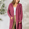 Basic Bae Full Size Hooded Sweater Cardigan - Pink