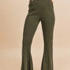 Aemi + Co High Waist Flare Pants - Army Green