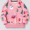 Children's Christmas Print Crew Neck Sweatshirt - Pink