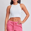 YMI Jeanswear Full Size Drawstring Raw Hem Shorts - Pink