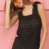 BiBi Eyelet Ruffle Wide Strap Tank - Black