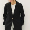 Be Cool Single Button Long Sleeve Coat with Pockets - Black