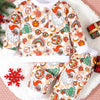 Children's Christmas Santa Print Long Sleeve Set - Khaki