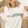 BiBi Merry Tinsel Lettering Drop Shoulder Sweatshirt - WHITE/MULTI