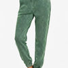 Zenana Acid Wash Fleece Sweatpants with Pockets - DK GREEN