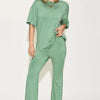 Basic Bae Full Size Bamboo Drop Shoulder T-Shirt and Flare Pants Set - Sage