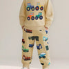 Children's Tractor Embroidered Crew Neck Sweatshirt - Tan