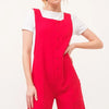 And The Why Gauze Loose Fit Tied Back Overalls - Red