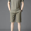 Men's Plus Size Short Sleeve Polo and Shorts Set - Khaki