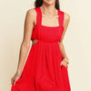 Davi & Dani Washed Satin Cutout Skirt Bandeau Mini Dress - Orange
