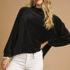 Umgee Ribbed Drawstring Hem Knit Top - Black