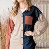 Heimish Full Size Color Block Button Down Shirt - Teal Blue