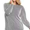 Zenana Full Size Raised Rib Round Neck Long Sleeve Top Plus Size - BLACK/WHITE