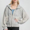 Umgee Two-Way Jacquard Zip-Up Jacket - H. GREY