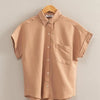 HYFVE Button Down Collared Neck Short Sleeve Shirt - DARK TAUPE