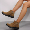 Round Toe Platform Boots - Brown