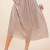 Mittoshop Metallic Glitter Speckle Print Elastic Midi Skirt - BLUSH