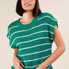 VERY J Striped Knit Sweater Vest Top - Kelly Green
