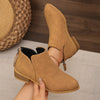 Classic Block Heel Ankle Boots - Light Brown