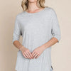 BOMBOM Round Neck Half Sleeve T-Shirt - Light Gray