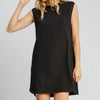 Umgee Round Neck Sleeveless High-Low Curved Hemline Mini Dress - Black