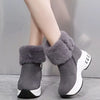 Fuzzy Side Zipper Platform Ankle Boots - Gray