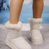 Round Toe Platform Boots - White