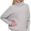Zenana Viscose Dolman Sleeve Mock Neck Sweater - H GREY