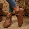 Point Toe Lace Up Boots - Brown