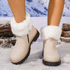 Fuzzy Ankle Boots with Zipper Detail - Beige
