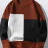 Men's Plus Size Color Block Round Neck Sweater - Coffee