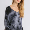Umgee Full Size Tie Dye Lightweight Long Sleeve Top Plus Size - Dark Gray