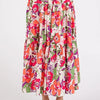 Mittoshop Flower Print Elastic Waist Tiered Skirt - Coral