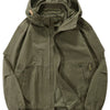 Men's Plus Size Zip Up Casual Hooded Jacket - Military Green