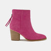 Beast Fashion Suede Point Toe Ankle Booties - Cerise