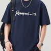 Men's Plus Size Round Neck Short Sleeve T-Shirt - Navy Blue