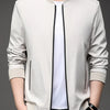 Men's Plus Size Full Zip Front Closure Bomber Jacket with Pockets - Rice White