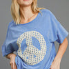 Umgee Full Size Mineral Wash T-Shirt with Lace Applique Plus Size - Sky Blue