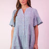 VERY J Mineral Washed Baby Bell Sleeve Woven Mini Dress - Denim