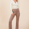 Mittoshop Stretchy Soft Elastic Waist Flare Pants - Mocha
