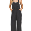 Zenana Woven Rayon Crepe Wide Leg Overalls - BLACK